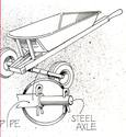 Drawing of a wheelbarrow modified to have two widely-spaced wheels