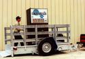 Lowering Trailer lowered to the ground to make unloading its heavy cargo easier