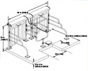 Schematic drawing of the two-stanchion system and its components plus the major dimensions labeled.