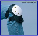 A fluid-filled knee pad thatâ€™s strapped to a personâ€™s bent knee.