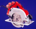 This special circular saw showing the handle in four of its 8 adjustable positions.