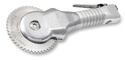Silver pneumatic de-hider that looks like a small in-line pneumatic tool with a small saw blade at the top.