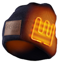 Beanie-style hat with heating panel shown on its side