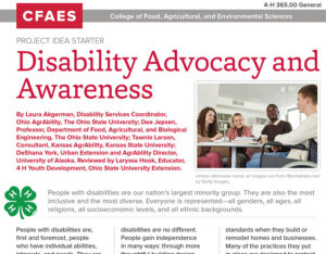 Cover of fact sheet that says disability advocacy and awareness